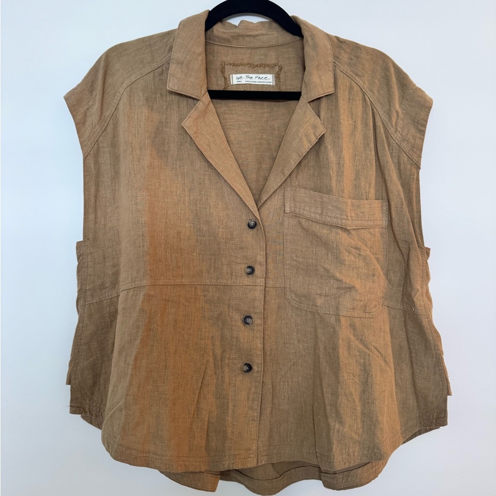 We The Free Brown Button-Down Women's Shirt